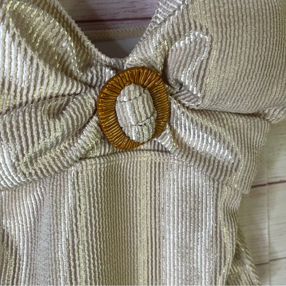 Unbranded Apricot Textured V Neck One-Pieces Swimsuit‎ Size Large
